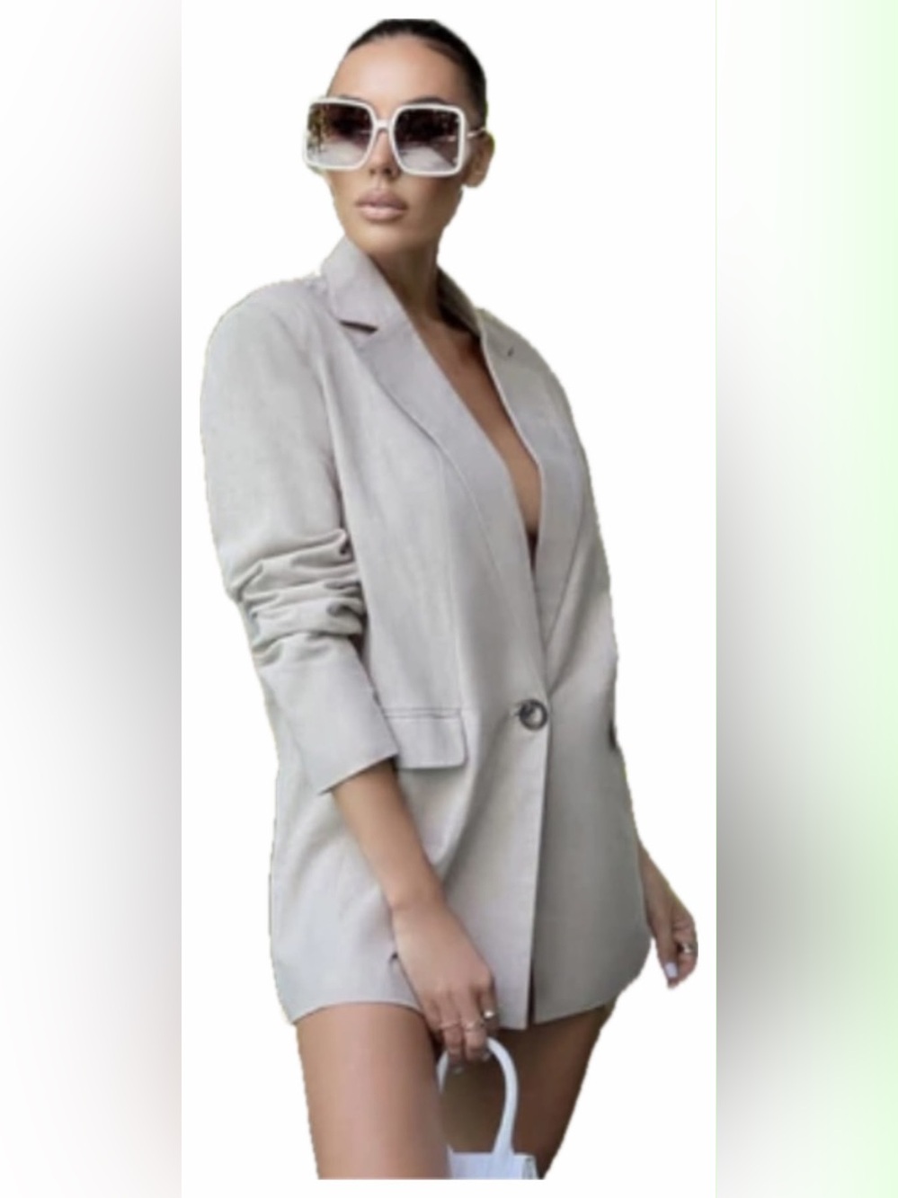 Club L London Sand color  Single-Button Blazer
